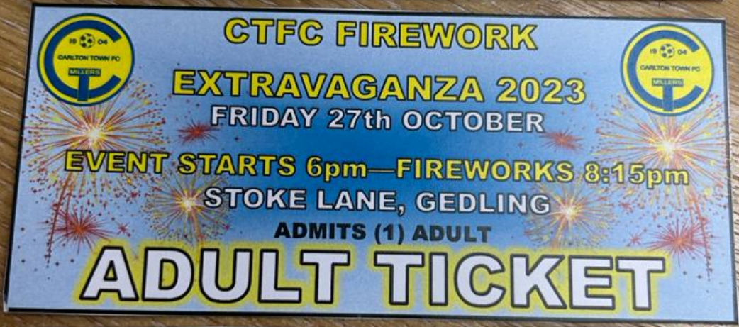 Carlton Town Fireworks Night 2023 Friday 27th October